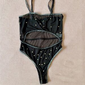 K Too Black Sheer Bodysuit